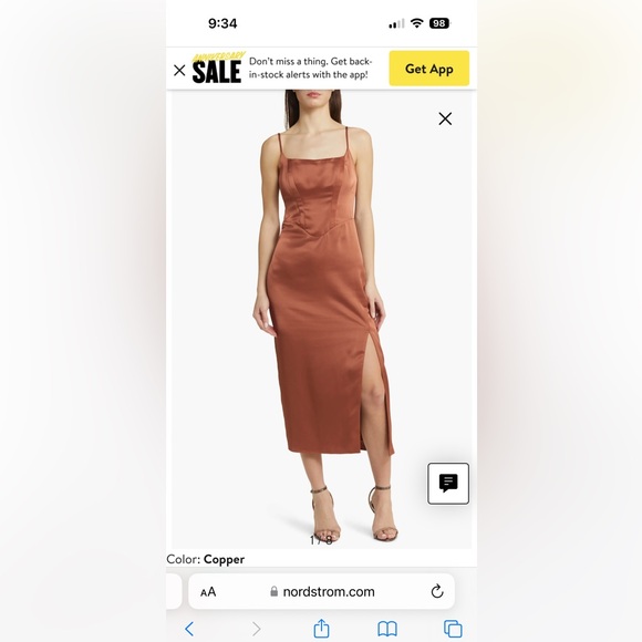 NWT Corset Satin Dress, Copper, Large - Picture 3 of 3